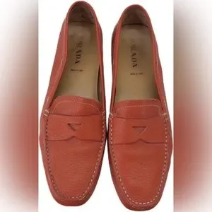 Prada Pebbled Leather Contrast Stitch Penny Loafers 40.5/7.5/8 Prada | Shoes | Prada Pebbled Leather Contrast Stitch Penny  main image 2